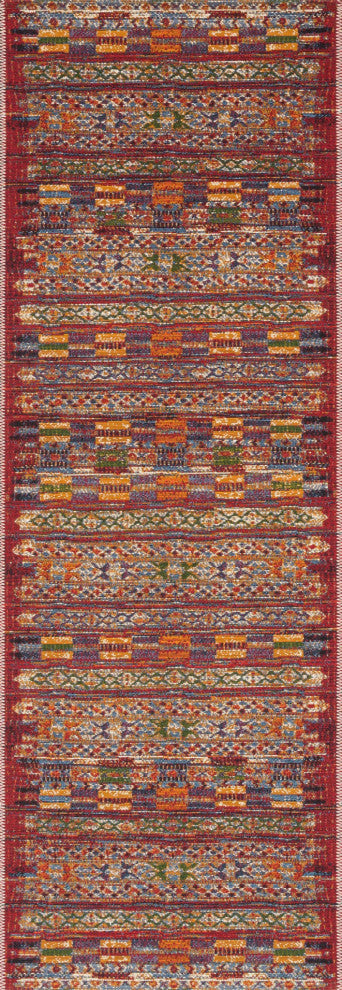 Mika In/out Area Rug by Loloi, Red / Multi, 2'5"x7'8"