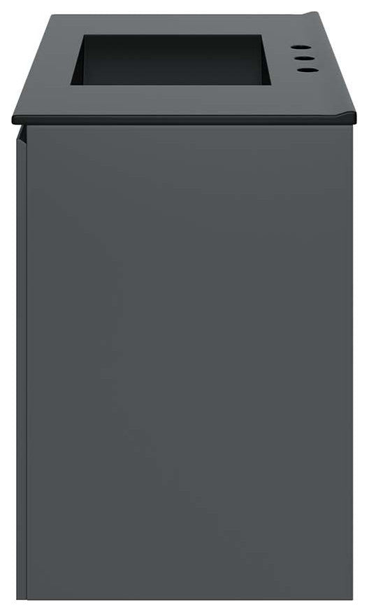Sink Vanity Cabinet, Wall Mount, Gray Black, Ceramic, Modern, Bathroom