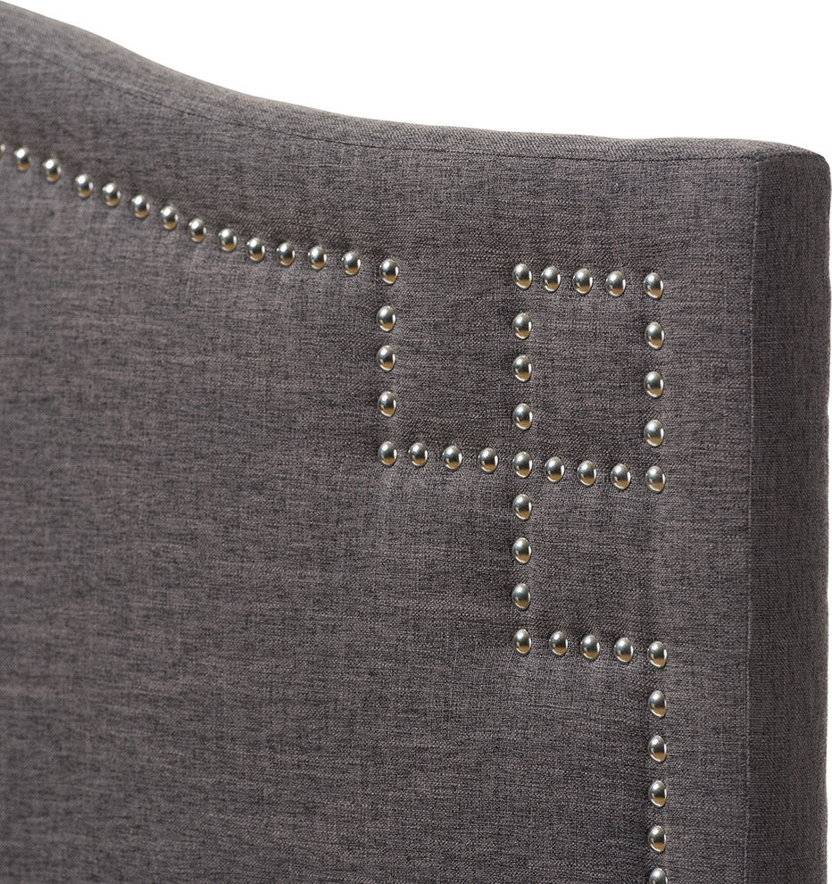 Aubrey Modern Dark Gray Fabric Upholstered Full Size Headboard
