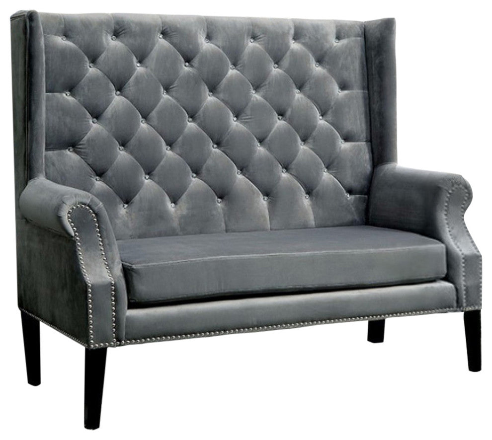 Shayla Contemporary Loveseat chair, Wingback Design, Gray