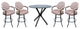 Swivel Counter Metal Pub Set - M-70 Stools 26" or 30", Watusi Madder - Grey, 26", Crackle Glass