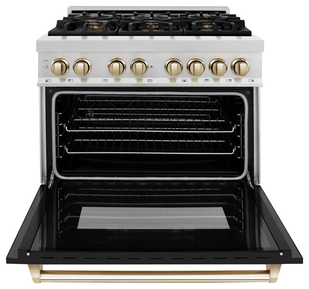 ZLINE Dual Fuel Range, DuraSnow Stainless Steel, RASZ-BLM-36-G