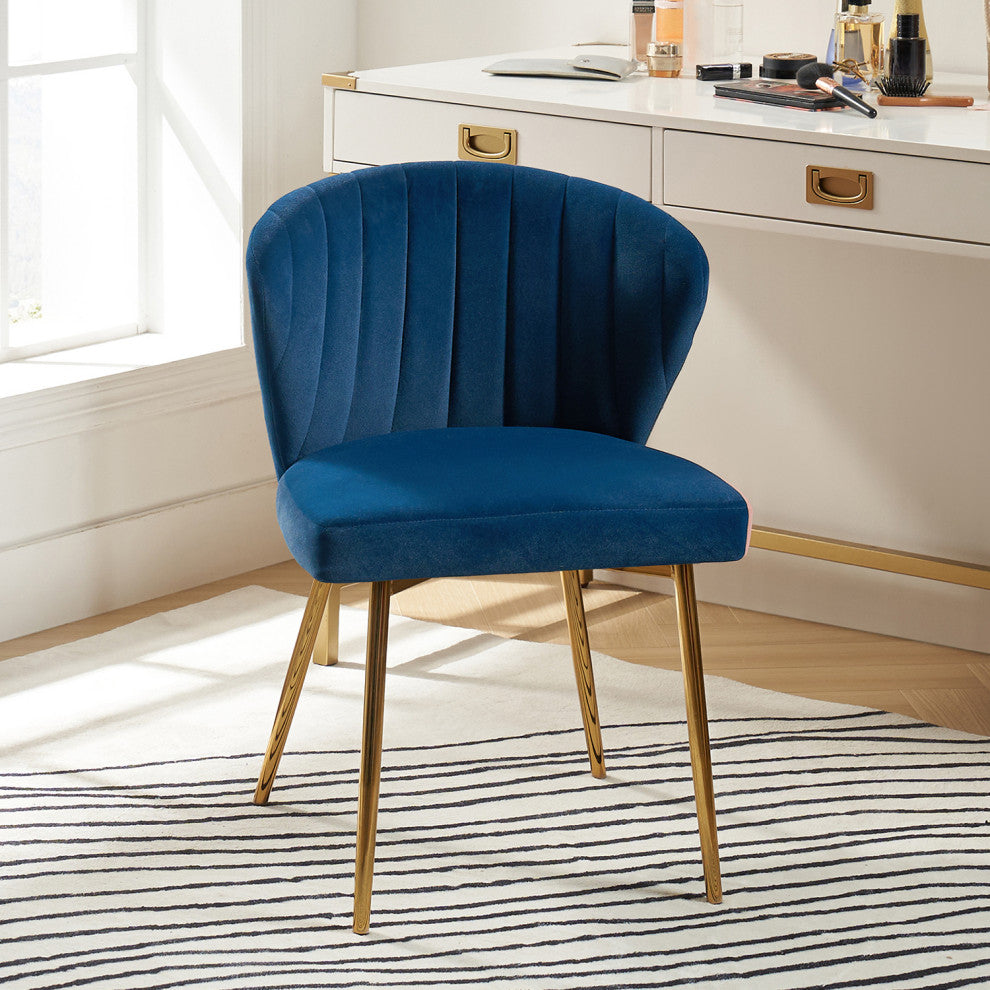 Luna Contemporary Side Chair With Tufted Back, Navy