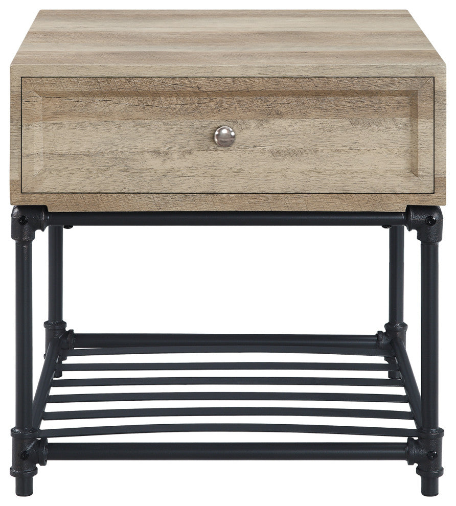 Lv00749 End Table, Oak and Sandy Black Finish Brantley