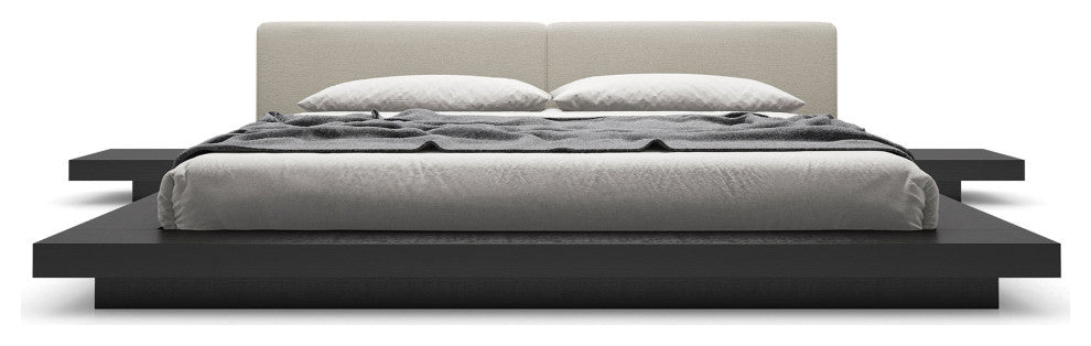 Akanji Bed Ecru Fabric and Wenge / King