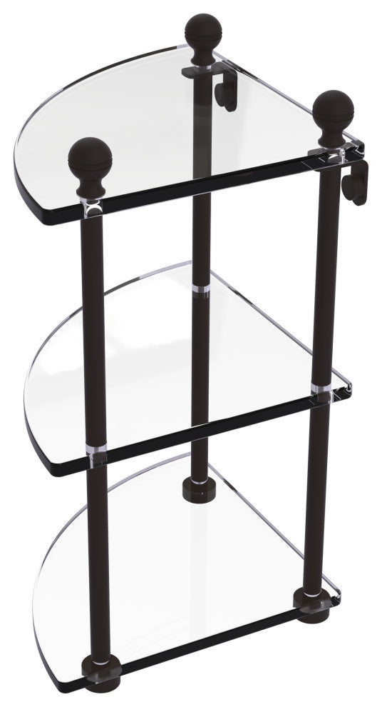 Mambo 3 Tier Corner Glass Shelf, Oil Rubbed Bronze