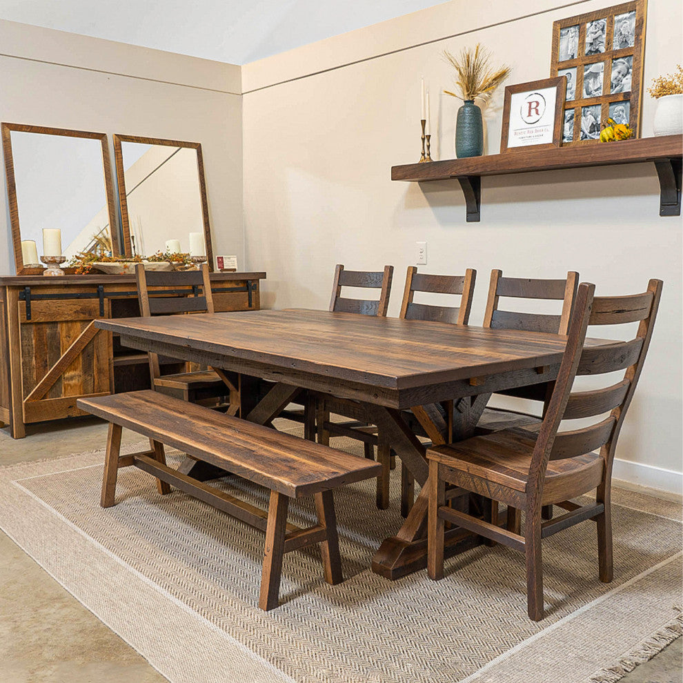Calloway Expandable Farmhouse Dining Table, Reclaimed Barnwood, 48"x84"