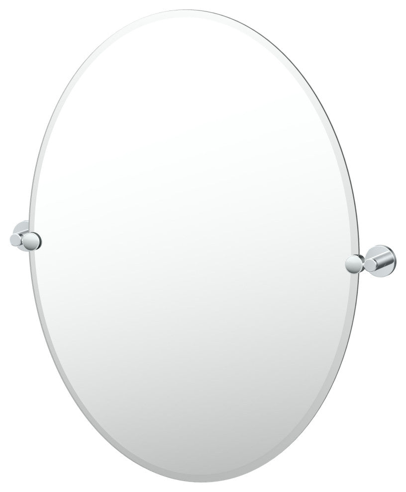Reveal Frameless Oval Mirror, Chrome, 32"