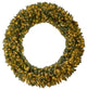 6' Giant Flocked Artificial Christmas Wreath With Pinecones, 400 Clear LEDs