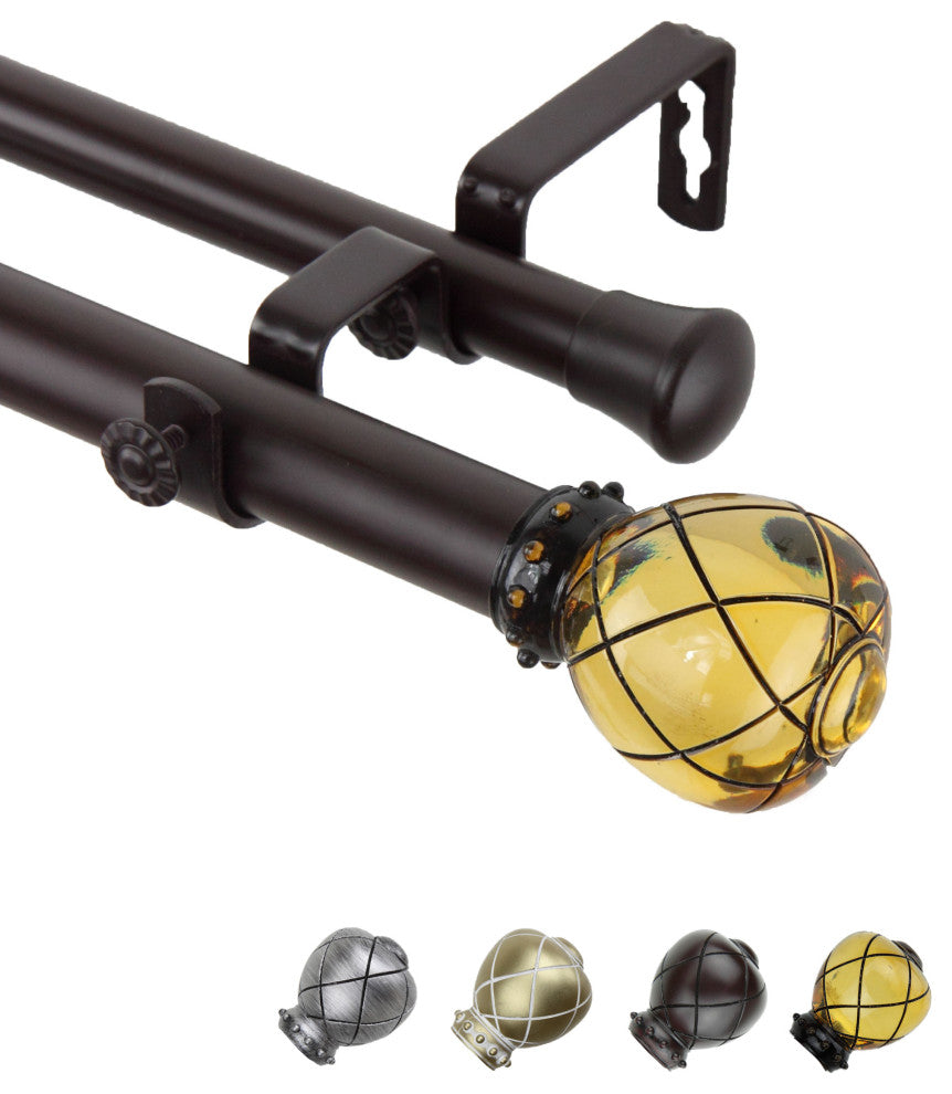 Supreme Double Curtain Rod, Clear Champagne, 66-120"