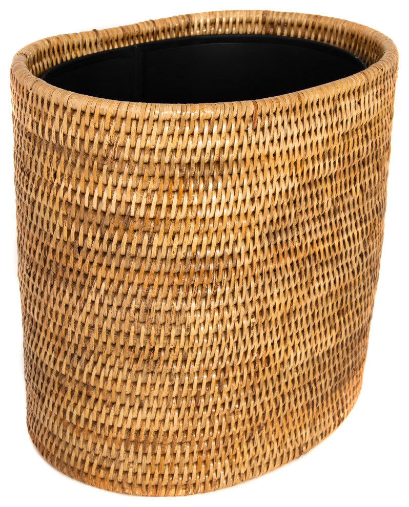 Artifacts Rattan™ Oval Waste Basket with Metal Liner, Honey Brown