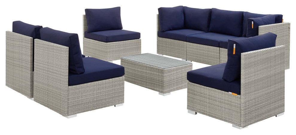 Repose 8 Piece Outdoor Patio Sunbrella Modern Sectional Set