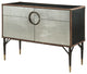 52" X 21" X 40" Brown Top Grain Leather And Aluminum Console Table