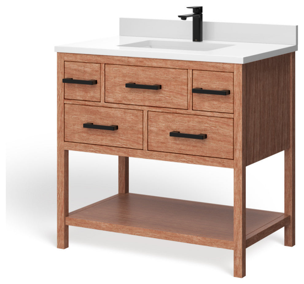 Adal Bath Vanity, Weathered Brown, 36", Single Sink, Freestanding