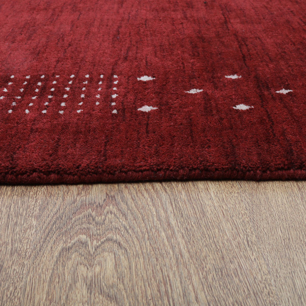 Hand Knotted Loom Wool Area Rug Contemporary Red, [Rectangle] 8'x11'