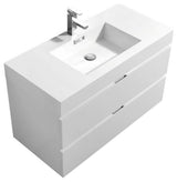 Bliss 40" High Gloss White Wall Mount Modern Bathroom Vanity