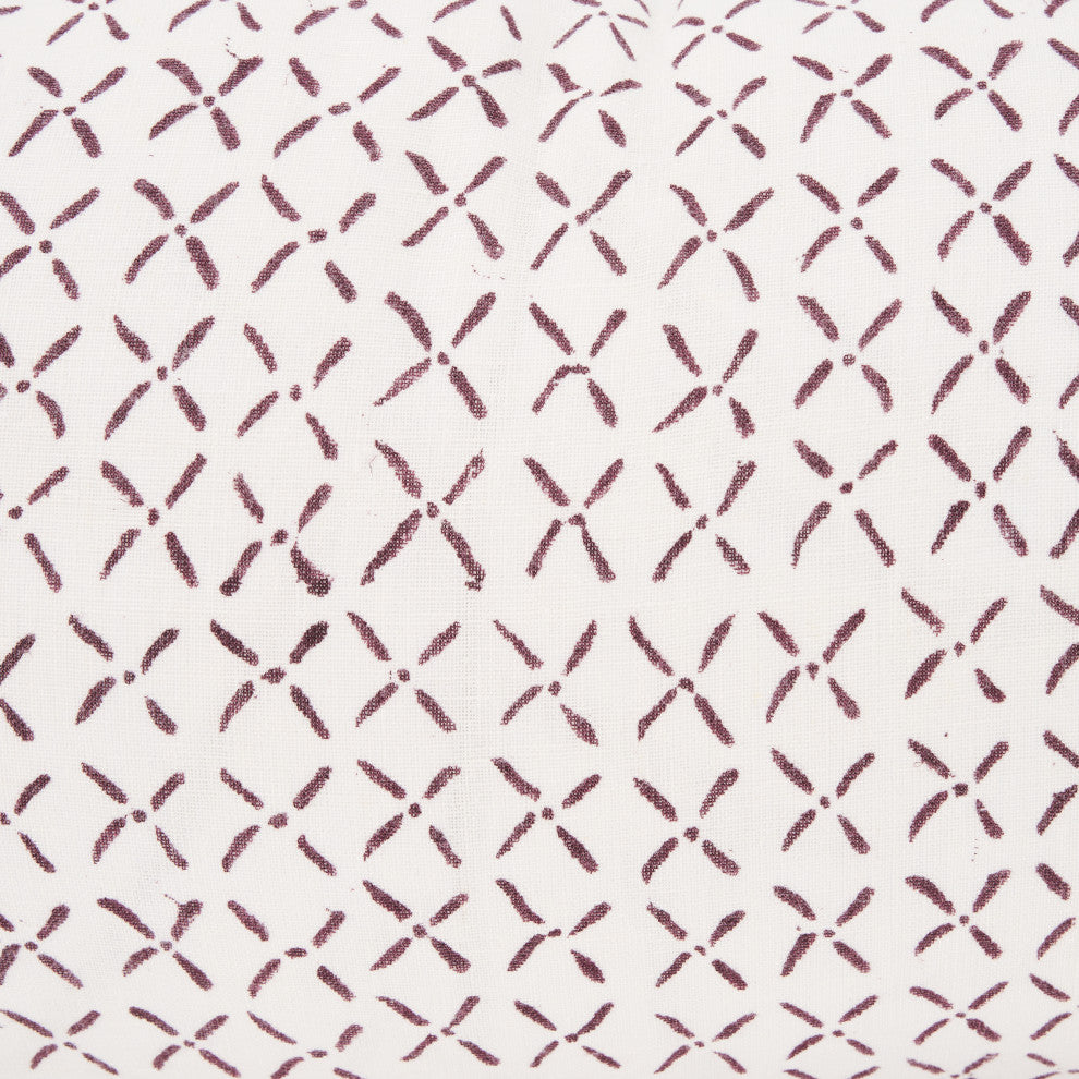 Jayden Cream With Merlot Print Linen Lumbar Decorative Pillow Cover
