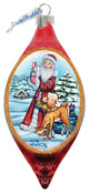Hand Painted Santa Kids Cut Glass Ornament Drop, No Led