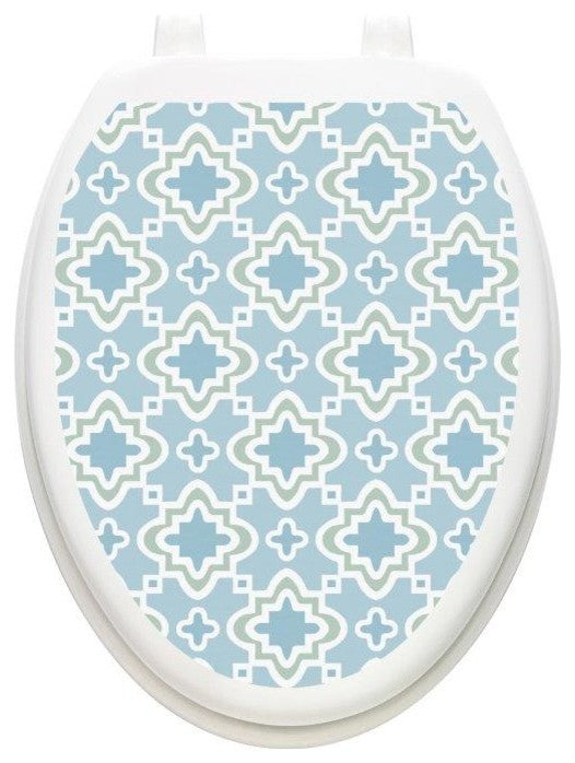 Seville Trellis Toilet Tattoos Seat Cover, Vinyl Lid Decal, Bathroom Decor, Elongated