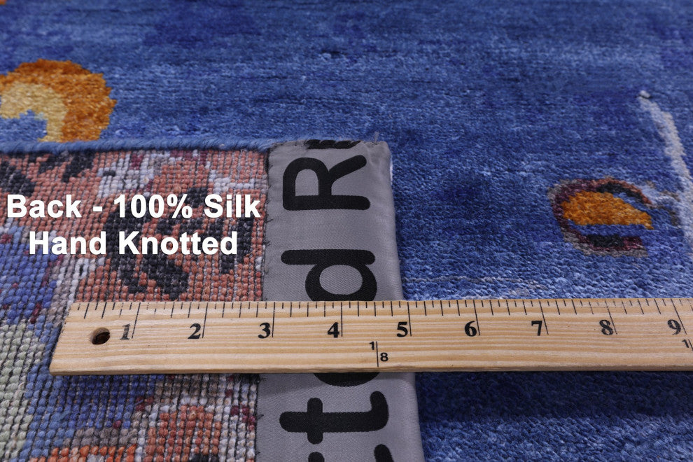 8' 10" X 11' 11" Silk Fish Design Handmade Rug Q11599