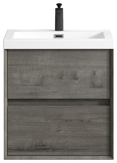 Ashley 24'' Floating Vanity, Acrylic Top, Smoke Oak