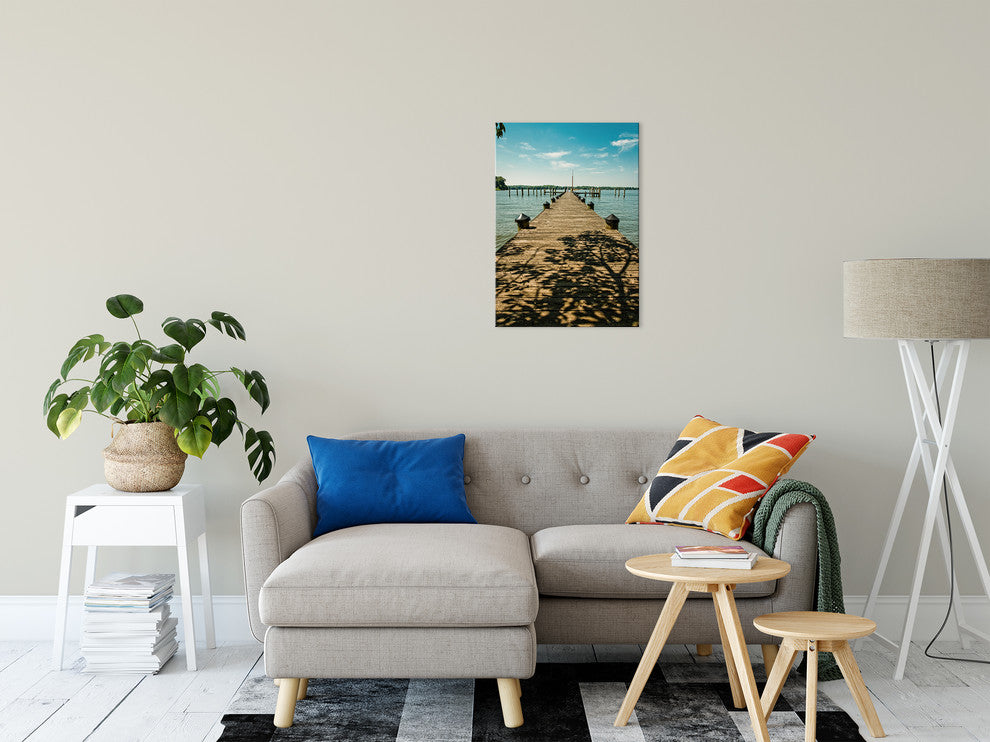 Endless Dock Rural Landscape Photograph Canvas Wall Art Print, 18" X 24"
