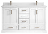 Boston 60 Double Bathroom Vanity in White 1.5" White Quartz