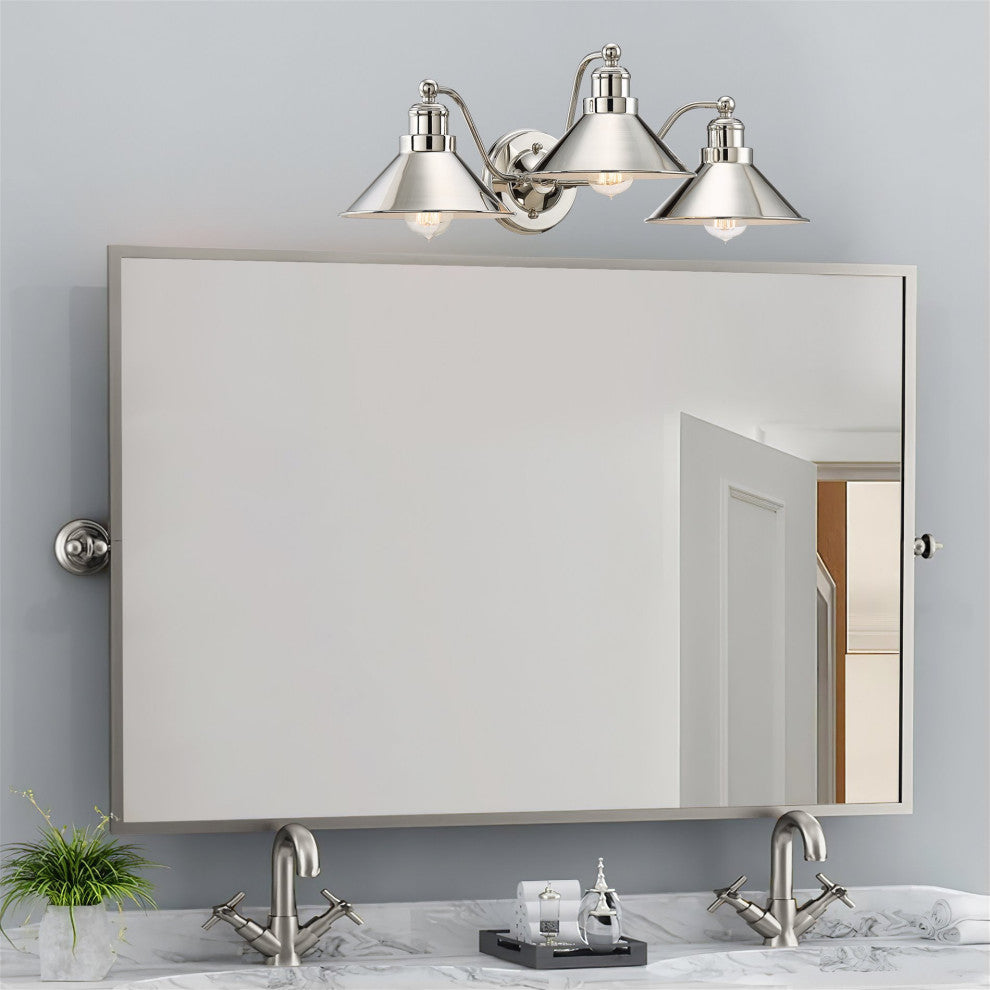 Kira Home Welton 26" Farmhouse Bathroom Light, Barn Light, Polished Nickel