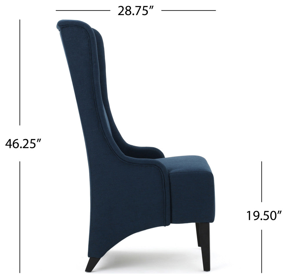 GDF Studio Sheldon Traditional Design High Back Fabric Dining Chair, Dark Blue
