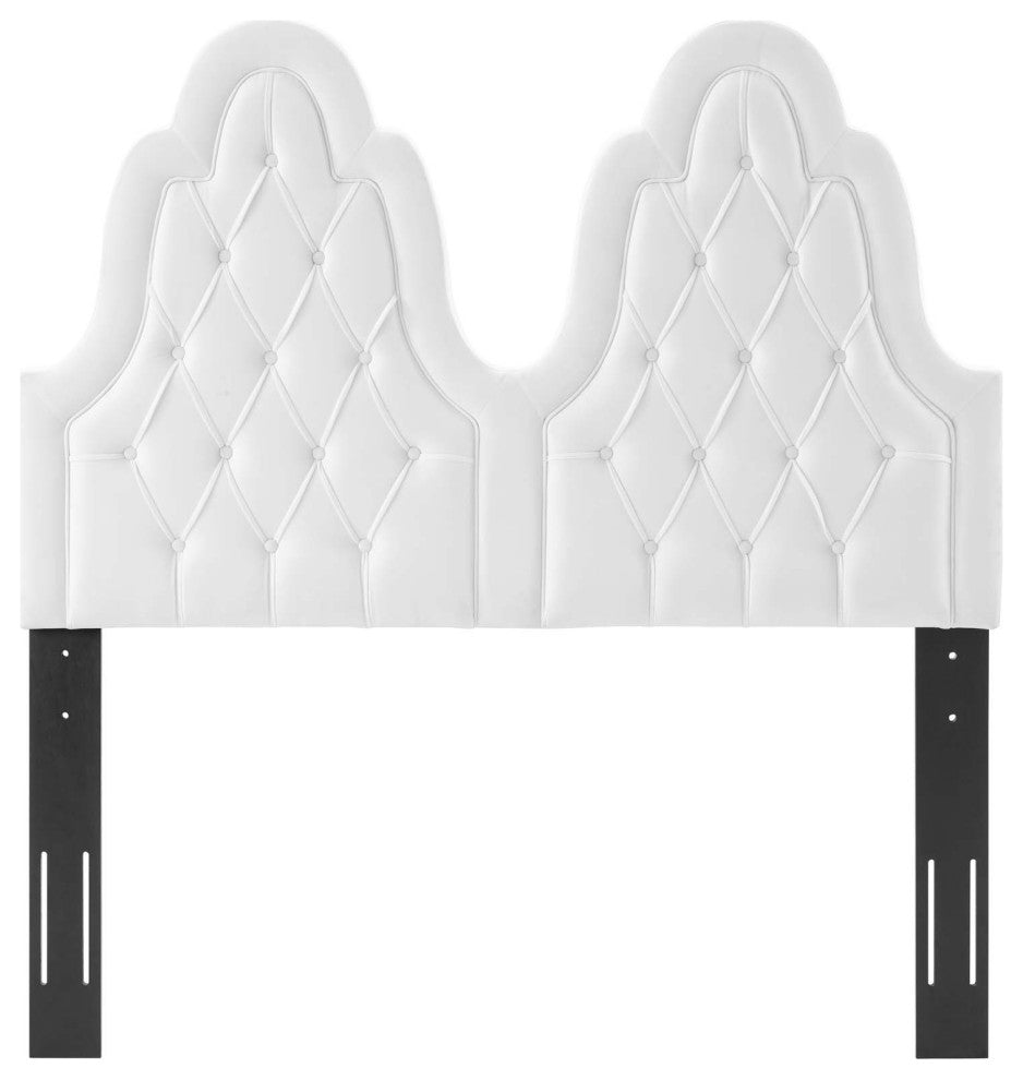 Tufted Headboard, Full Queen Size, Velvet, White, Modern Contemporary, Bedroom