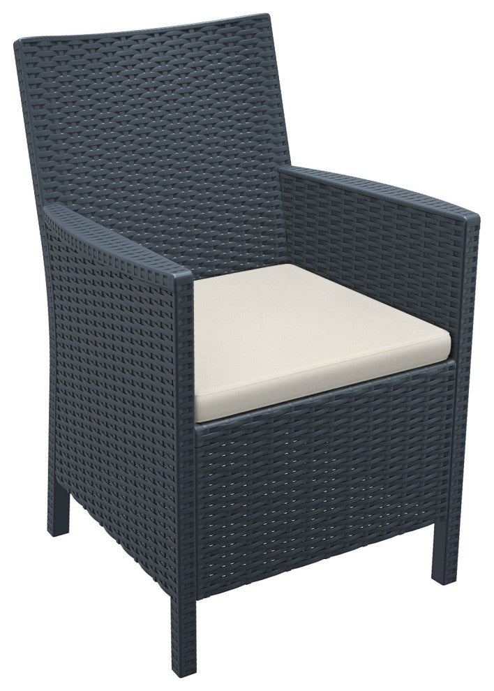 California Wickerlook Casual Seating 3 Piece Set, Dark Gray