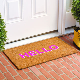 Calloway Mills Hello Pink-White Doormat, 24" X 36" X 0.60"
