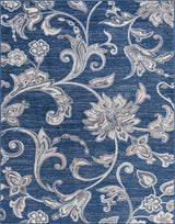 Garland Transitional Floral Navy Rectangle Area Rug, 7.6'x10'