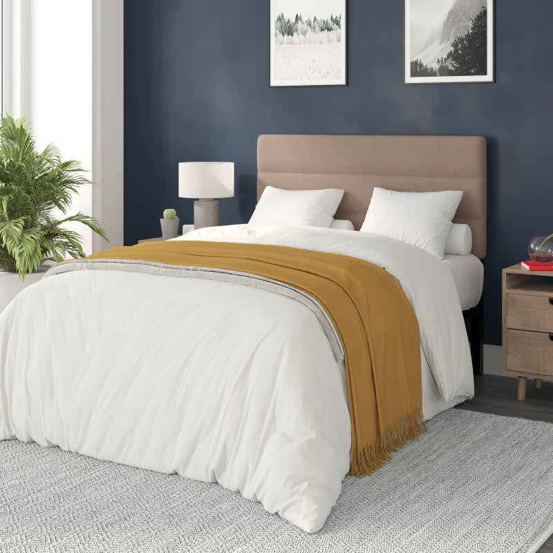 Paxton Stitched Upholstered Adjustable Height Headboard, Taupe, Full