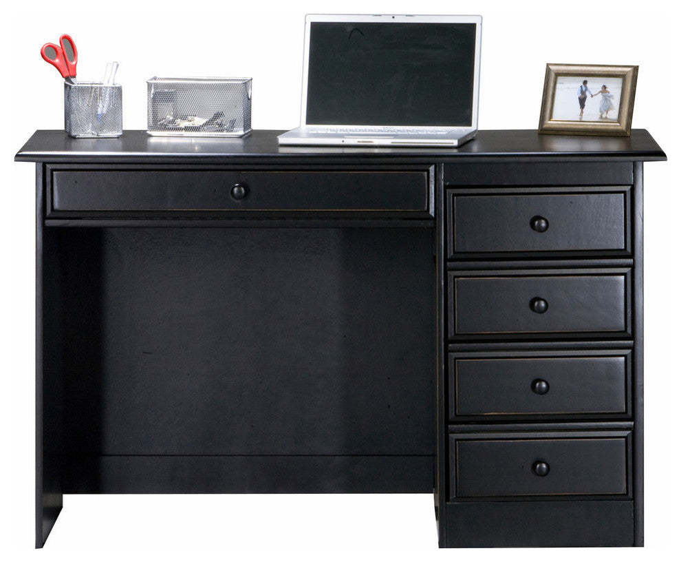 Eagle Furniture Coastal Single-Pedestal Computer Desk, Bright White