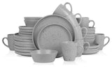 Stone Lain Jade Stoneware 32 Piece Dinnerware Set, Light Gray
