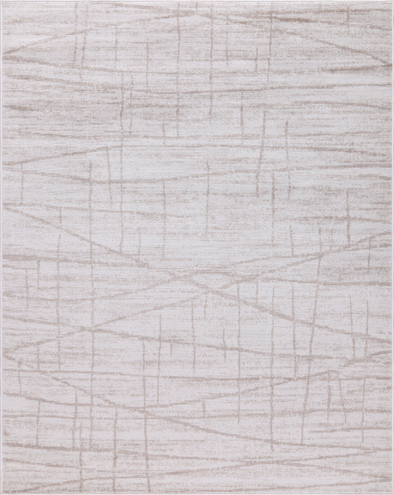 Low-Pile Pierce Ivory/Beige Rug, Ivory, 7'9"x10'