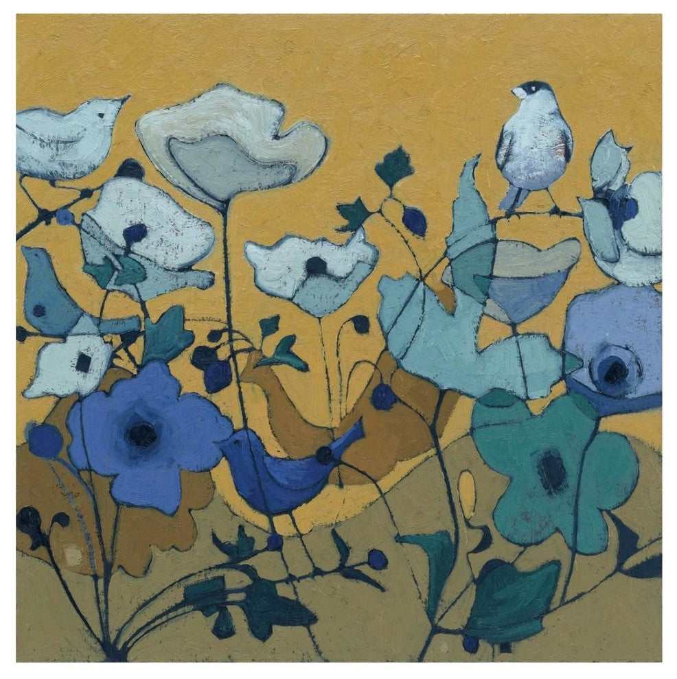 "Birdy Birdy Royal Blue" Digital Paper Print by Shirley Novak, 26"x26"