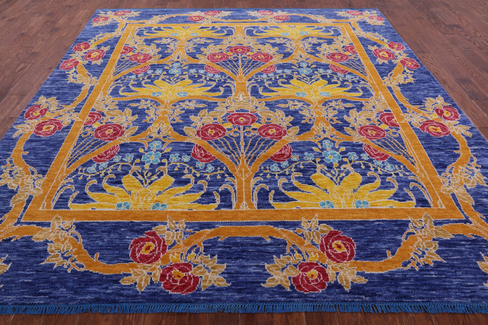 10' Square William Morris Hand-Knotted Wool Rug - Q14969