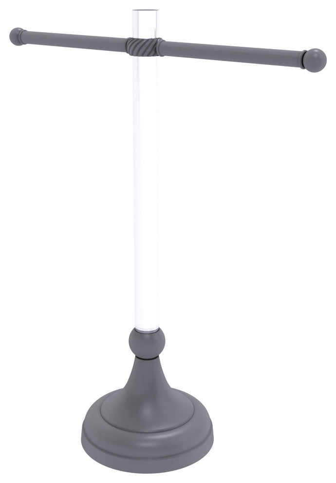 Pacific Grove Free Standing Towel Stand with Twisted Accents, Matte Gray