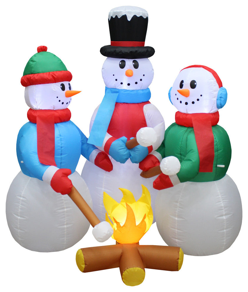5' Tall Christmas Inflatable Snowmen Campfire Roasting Marshmallows