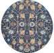 8' Navy Blue Round Floral Power Loom Area Rug