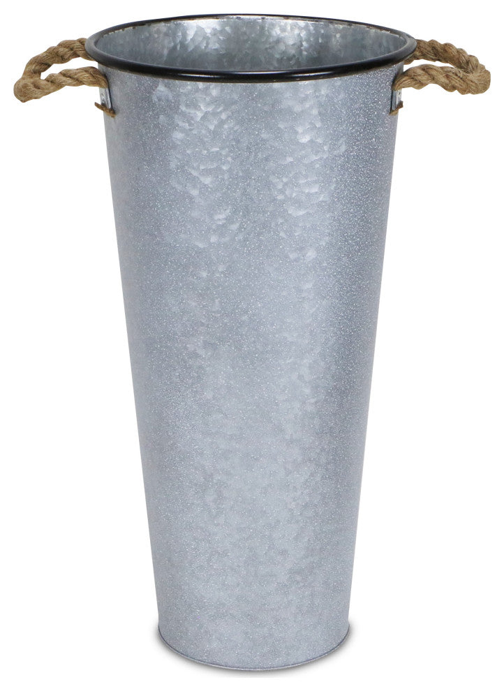 Rope Handle French Metal Planter, 27.5", 22"