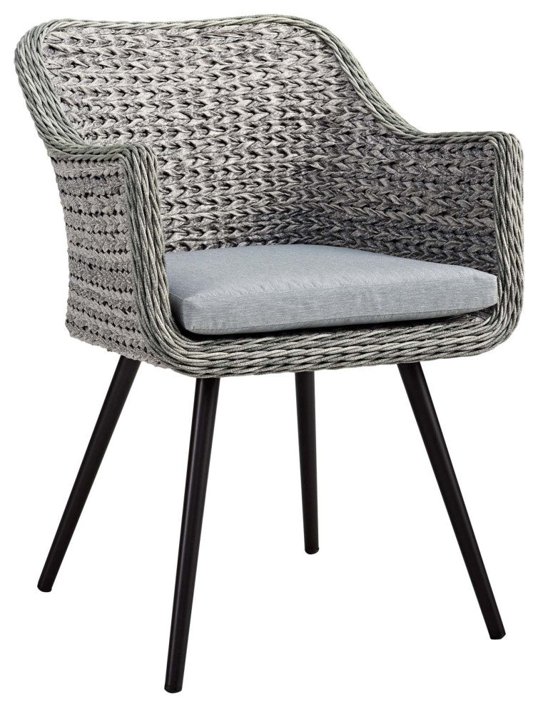 Endeavor 3 Piece Outdoor Patio Wicker Rattan Dining Set Gray Gray
