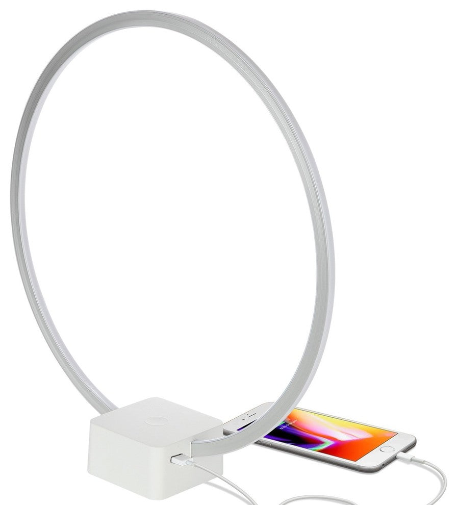 Brightech Circle - LED Modern Bedroom Nightstand Lamp - Super Bright, White
