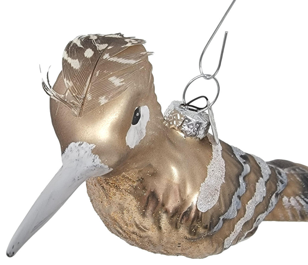 Elegant Art Glass Kingfisher Bird Ornament Bronze Gold 6 in Vintage Style