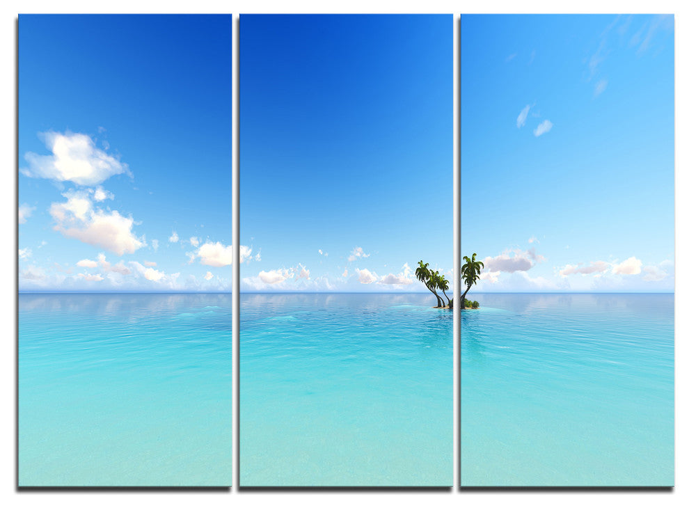 "Blue Corals Island Sea" Canvas Wall Art, 3 Panels, 36"x28"