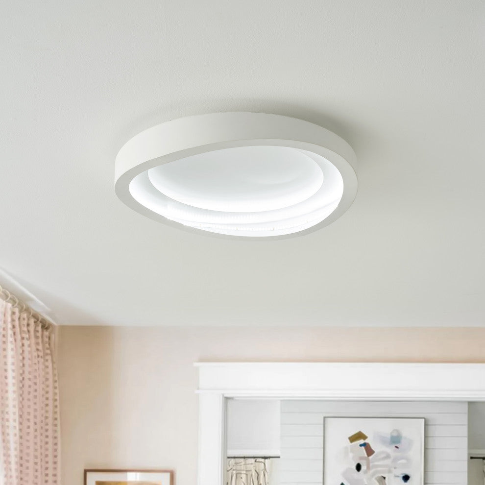 Modern Matte White LED Flush Mount Ceiling Light for Kitchen