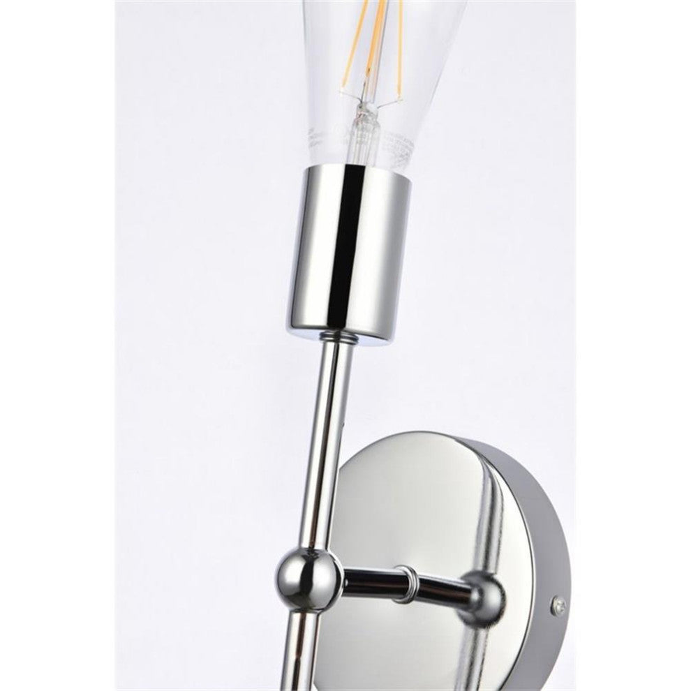 Living District Keely 1-Light Mid-Century Metal Wall Sconce in Chrome