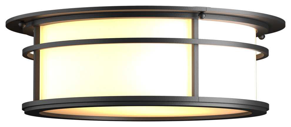 Province Outdoor Flush Mount, Coastal Black Finish, Opal Glass